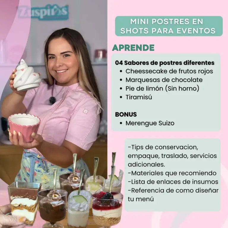 Clase de Mini Postres para Eventos en Shot (Sin horno)
